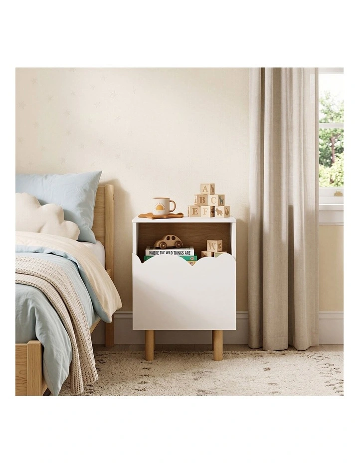 Oikiture Bedside Table Single Drawer Nightstand Kids Bedroom Storage White image 7