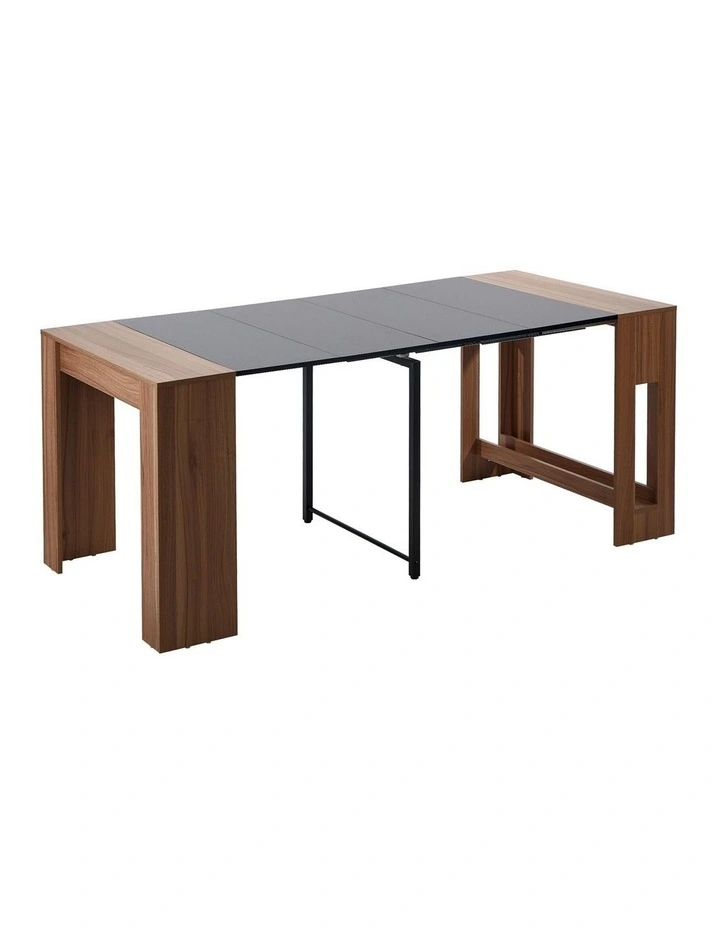 Oikiture 180cm Extendable Dining Table Wooden Kitchen Furniture Walunt&Black image 1