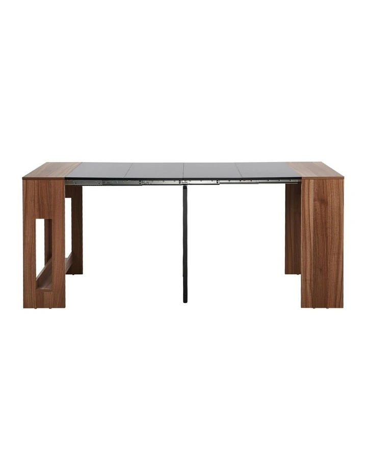 Oikiture 180cm Extendable Dining Table Wooden Kitchen Furniture Walunt&Black image 2