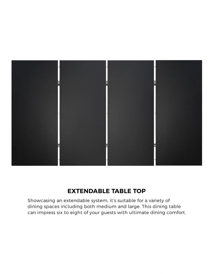 Oikiture 180cm Extendable Dining Table Wooden Kitchen Furniture Walunt&Black image 7