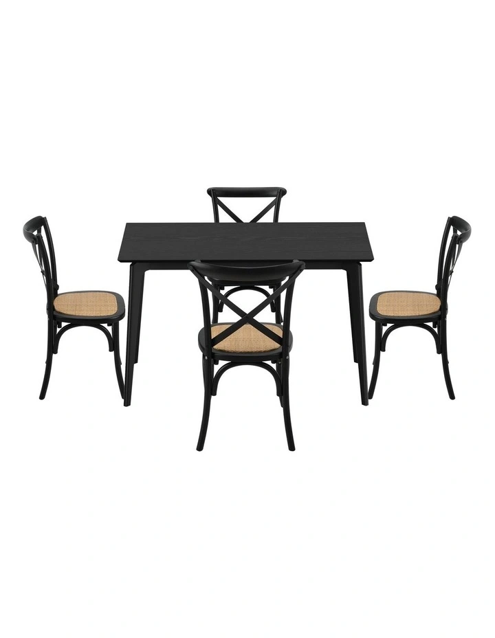 Oikiture 5PCS Dining Table Set Rectangle Table and Rubberwood Dining Chairs image 2