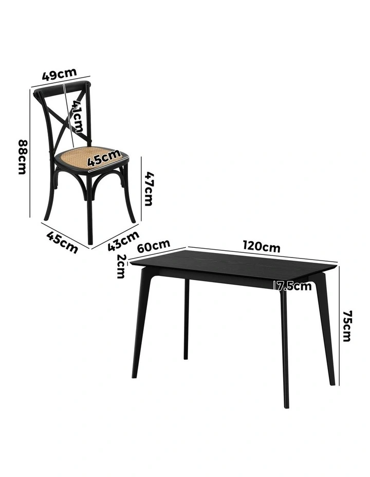 Oikiture 5PCS Dining Table Set Rectangle Table and Rubberwood Dining Chairs image 3