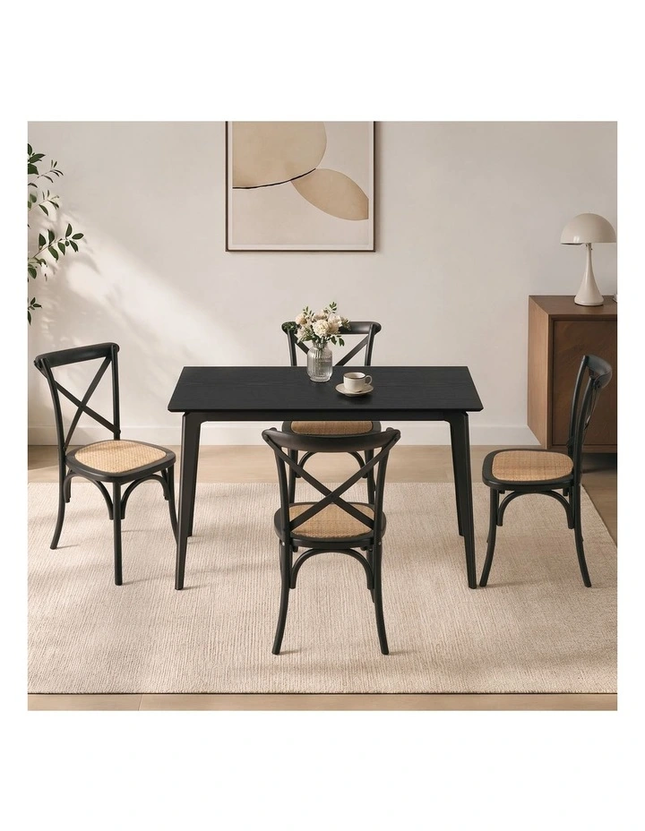 Oikiture 5PCS Dining Table Set Rectangle Table and Rubberwood Dining Chairs image 5