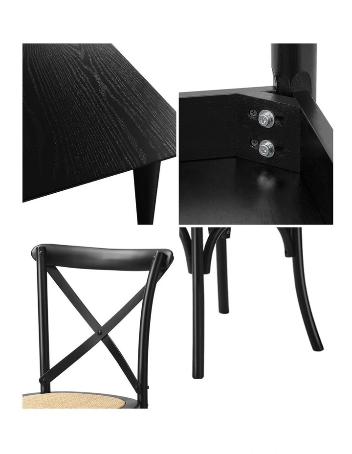Oikiture 5PCS Dining Table Set Rectangle Table and Rubberwood Dining Chairs image 7