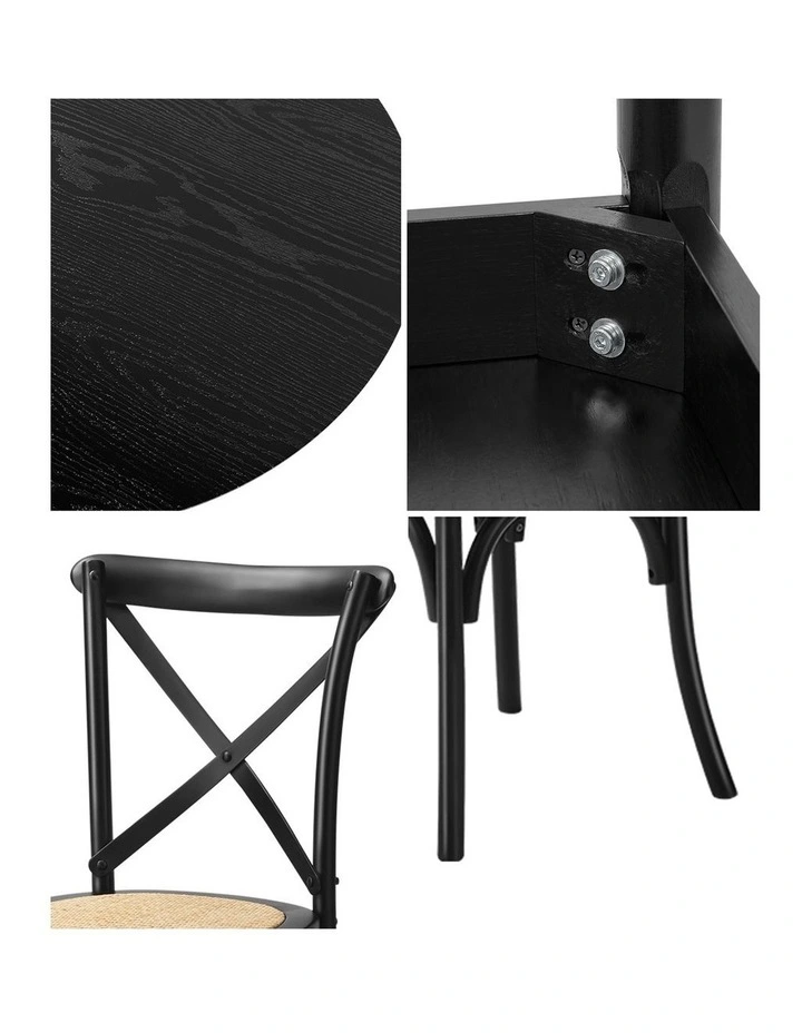 Oikiture 5PCS Dining Table Set 100cm Round Table and Rubberwood Dining Chairs image 7