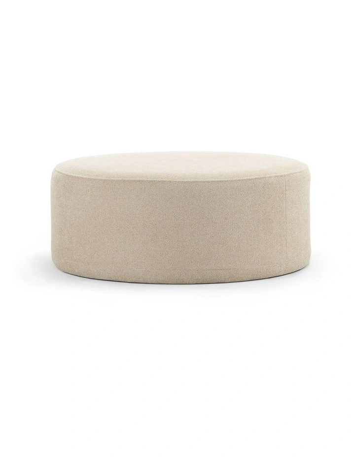 Halle Large 90cm Round Ottoman in Ecru Beige image 1