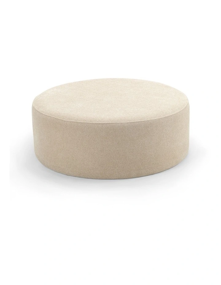 Halle Large 90cm Round Ottoman in Ecru Beige image 3