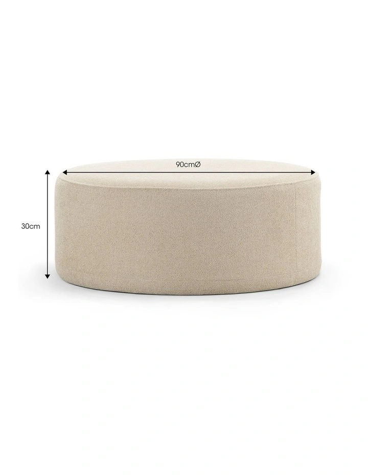 Halle Large 90cm Round Ottoman in Ecru Beige image 7