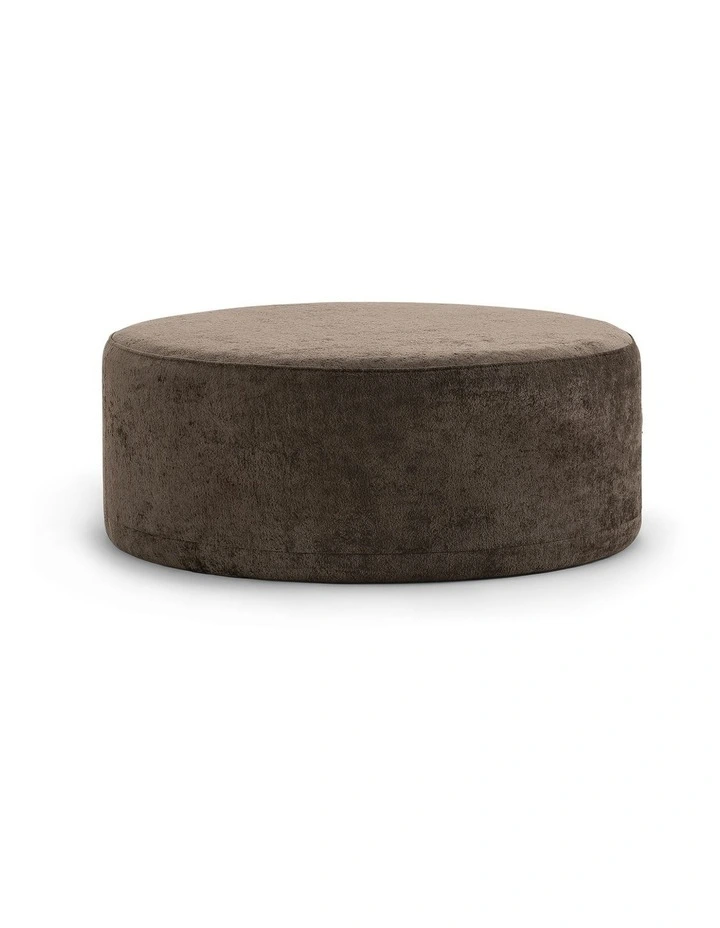 Halle Large 90cm Round Ottoman in Chocolate image 1