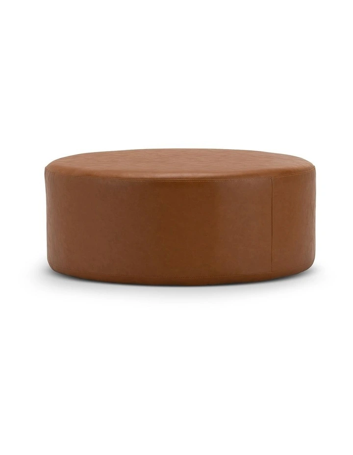 Halle Large 90cm Round Ottoman in Whiskey Tan image 2