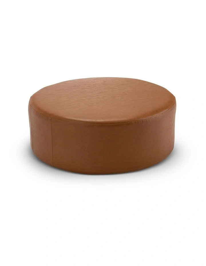 Halle Large 90cm Round Ottoman in Whiskey Tan image 3