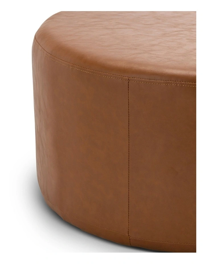 Halle Large 90cm Round Ottoman in Whiskey Tan image 4