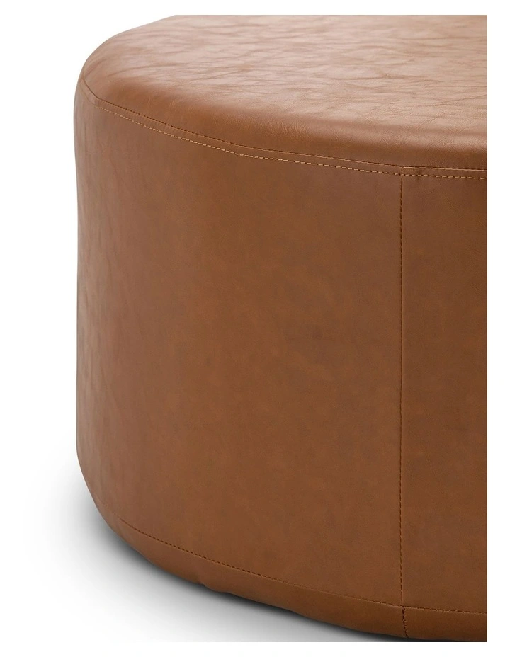 Halle Large 90cm Round Ottoman in Whiskey Tan image 5
