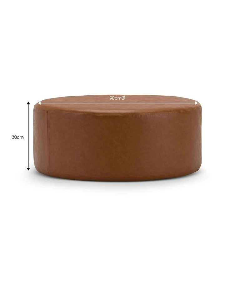 Halle Large 90cm Round Ottoman in Whiskey Tan image 7