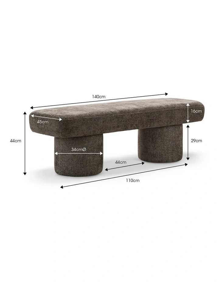 Nico 140cm Bench Seat in Mocha Brown image 6