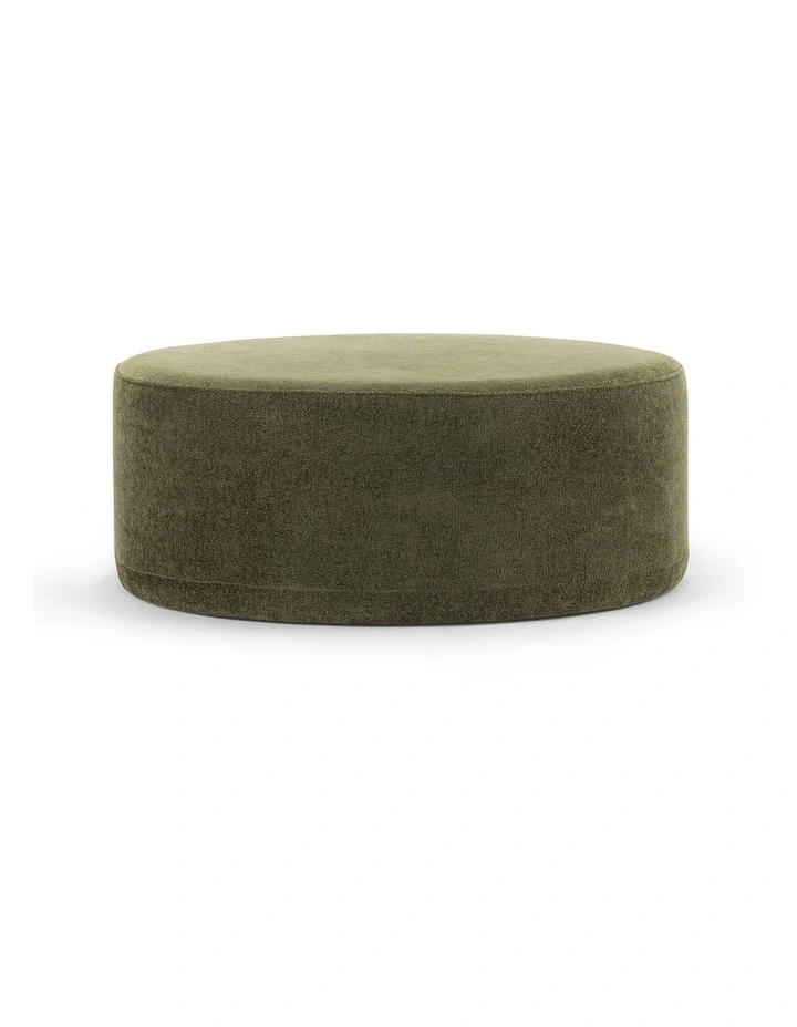 Halle Large 90cm Round Ottoman in Wattle Green image 1
