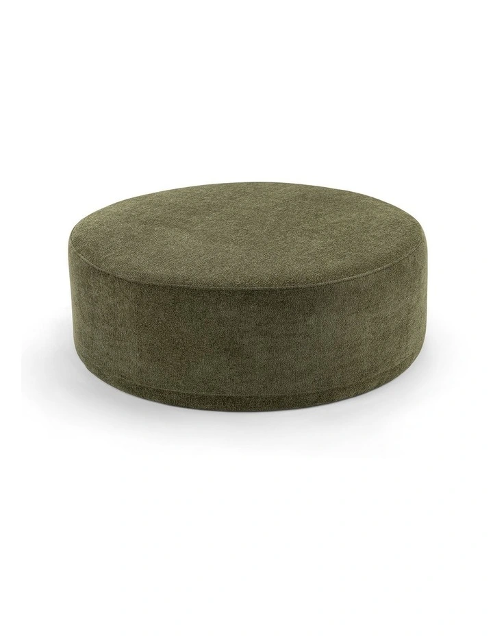 Halle Large 90cm Round Ottoman in Wattle Green image 3