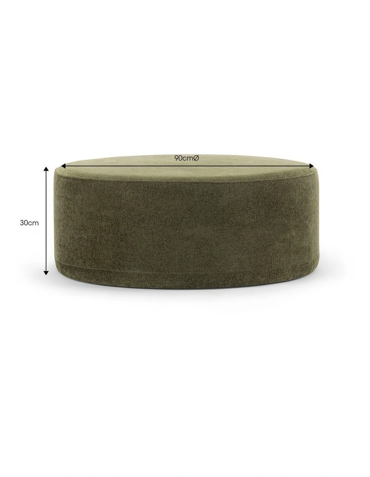 Halle Large 90cm Round Ottoman in Wattle Green image 7