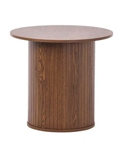 Round Coffee Table, 60 x H50 cm, Light Walnut Wood-Grain Pedestal Coffee Table, Modern Small Coffee