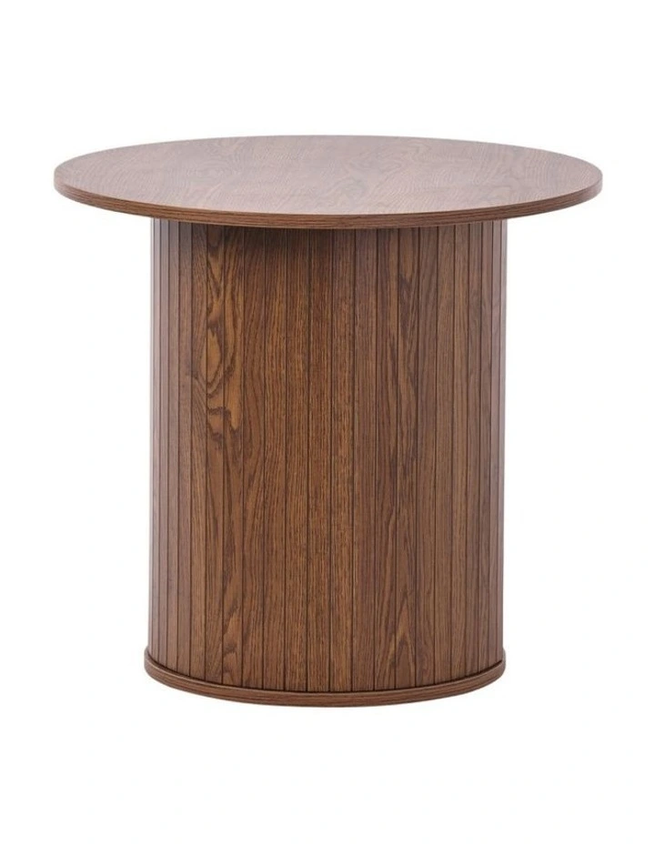 Round Coffee Table, 60 x H50 cm, Light Walnut Wood-Grain Pedestal Coffee Table, Modern Small Coffee image 1