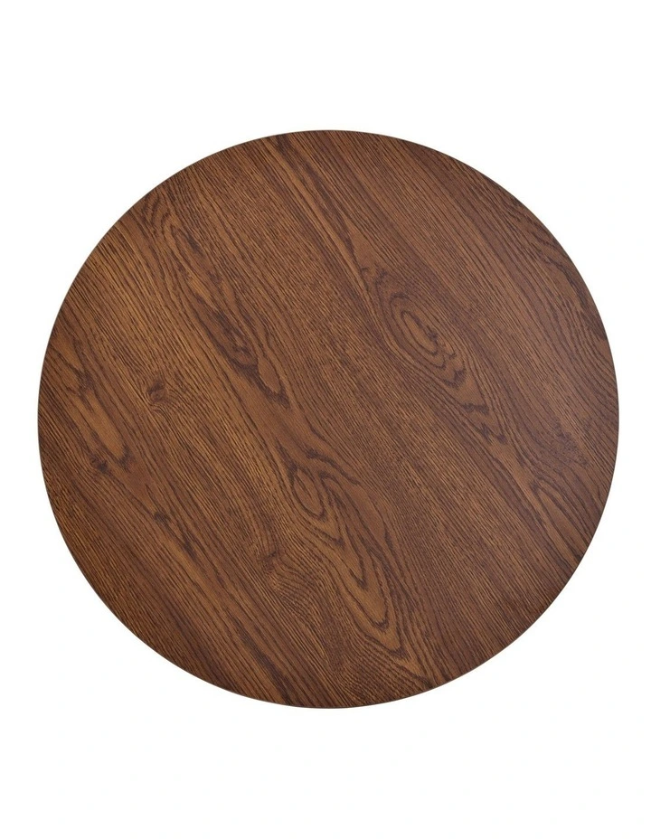 Round Coffee Table, 60 x H50 cm, Light Walnut Wood-Grain Pedestal Coffee Table, Modern Small Coffee image 5