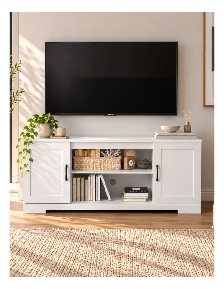 Bennett Entertaintment Unit TV Cabinet Stand 147cm for TVs up to 65 in White image 3