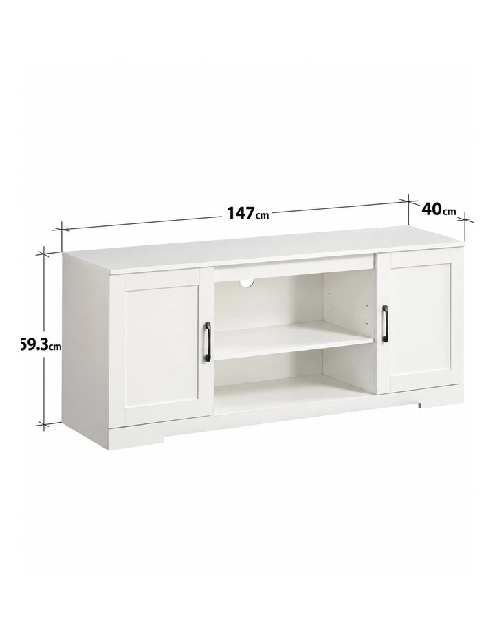 Bennett Entertaintment Unit TV Cabinet Stand 147cm for TVs up to 65 in White image 7
