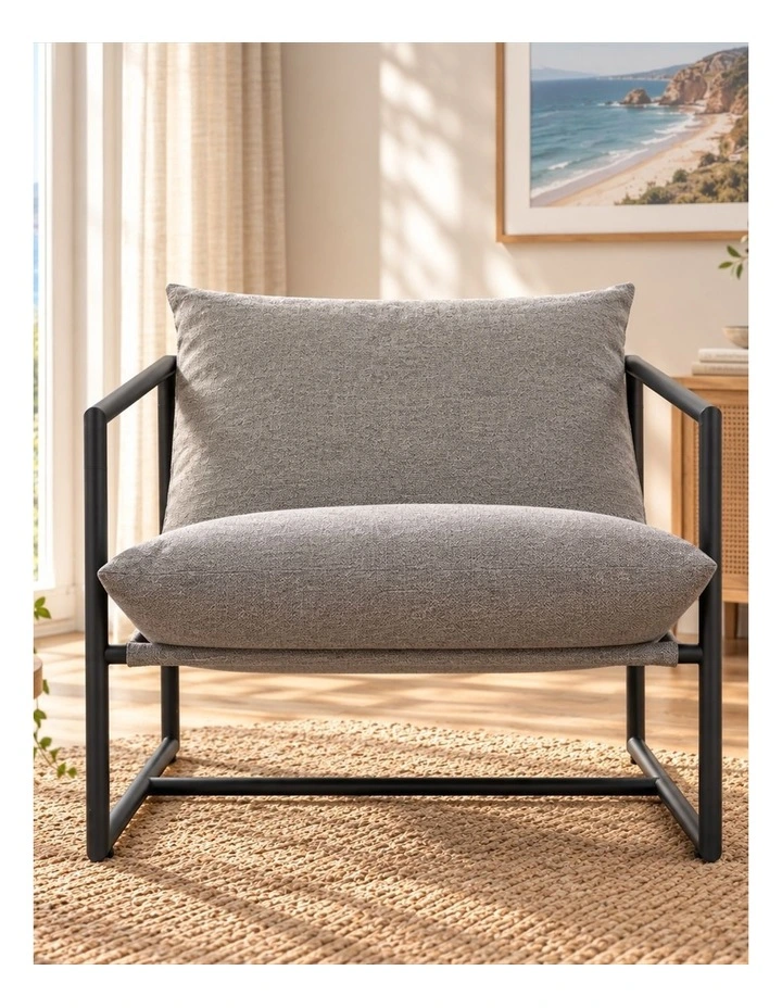 Aidan Armchair Sling Accent Chair in Light Grey image 2