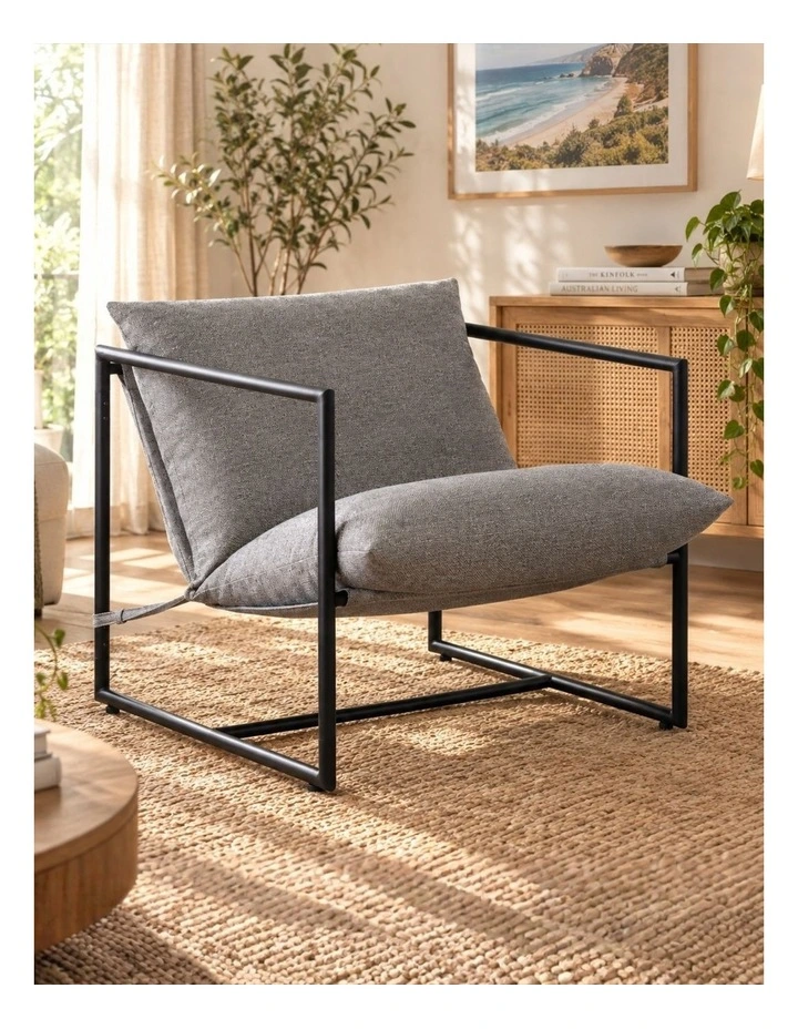 Aidan Armchair Sling Accent Chair in Light Grey image 3
