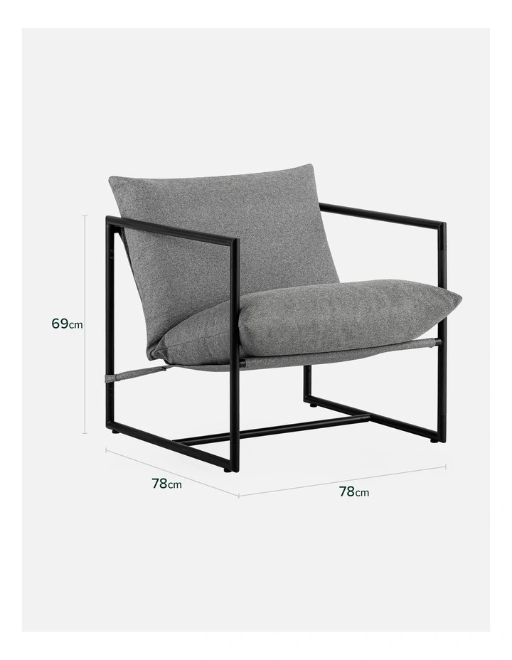 Aidan Armchair Sling Accent Chair in Light Grey image 4