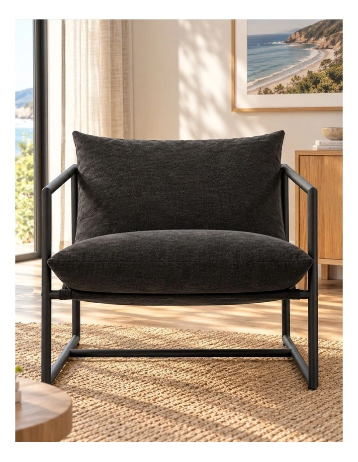 Aidan Armchair Sling Accent Chair in Black image 2