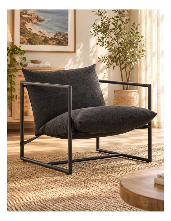 Aidan Armchair Sling Accent Chair in Black image 3
