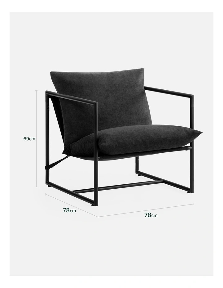 Aidan Armchair Sling Accent Chair in Black image 4