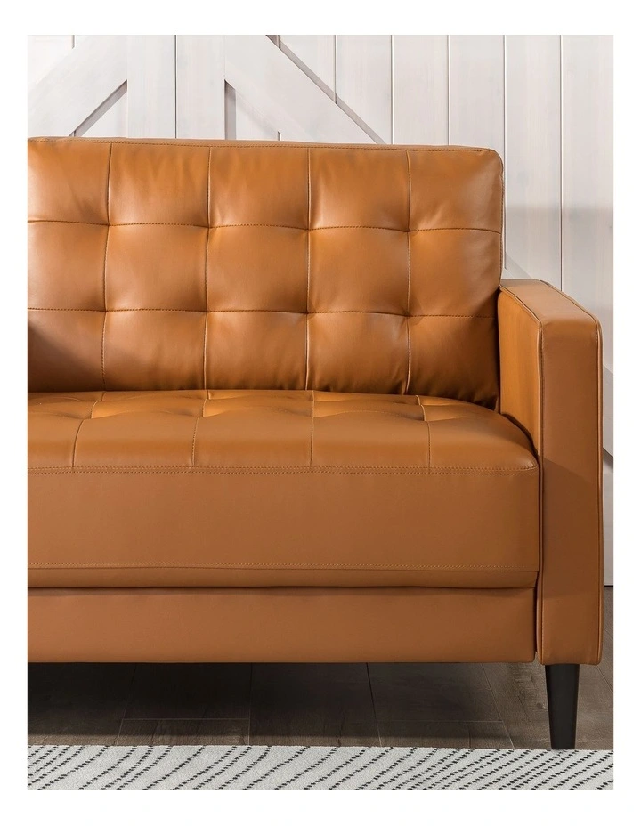 Benton Mid-Century 3 Seater Faux Leather Sofa in Cognac image 5