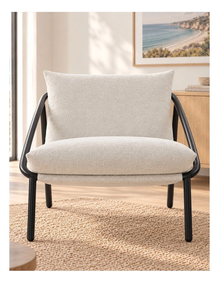 Ada Armchair Sling Chair in White Boucle image 2