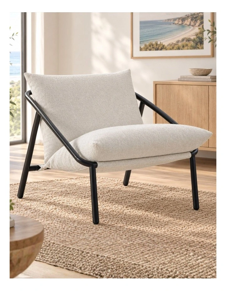 Ada Armchair Sling Chair in White Boucle image 3