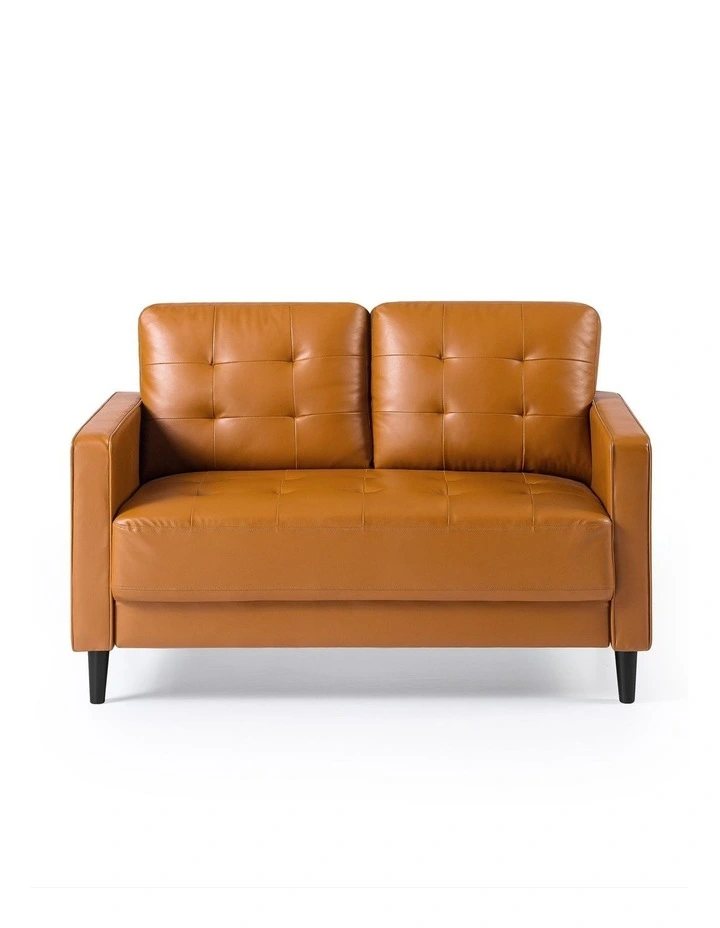 Benton Mid-Century 2 Seater Faux Leather Sofa in Cognac image 1