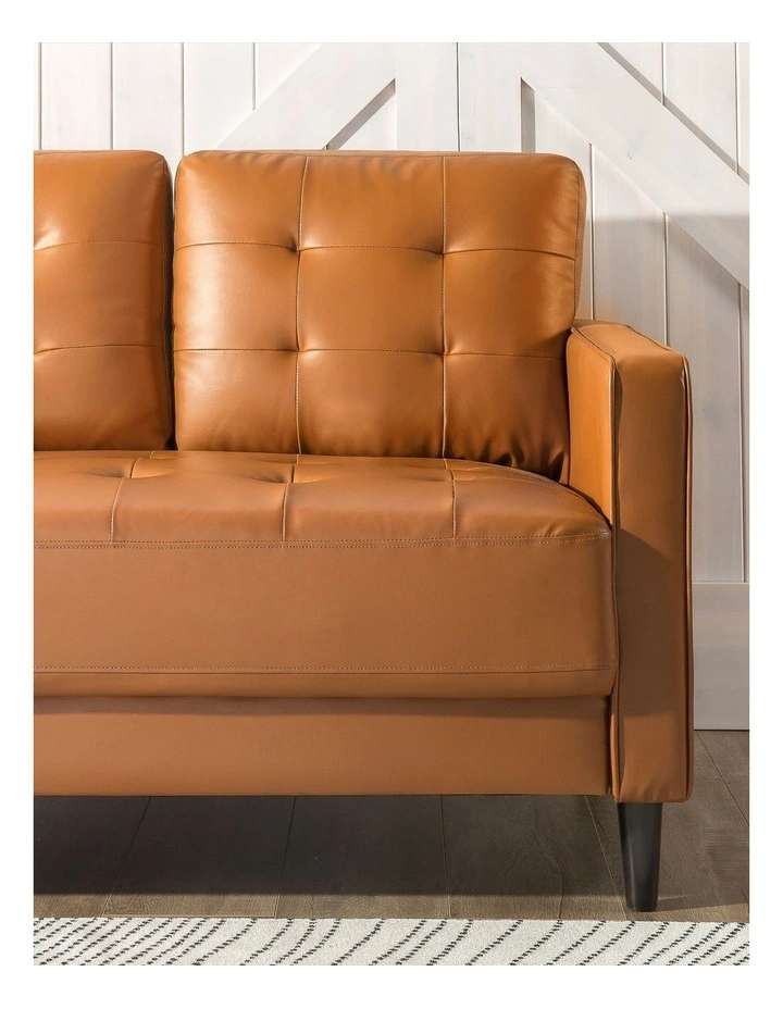 Benton Mid-Century 2 Seater Faux Leather Sofa in Cognac image 4