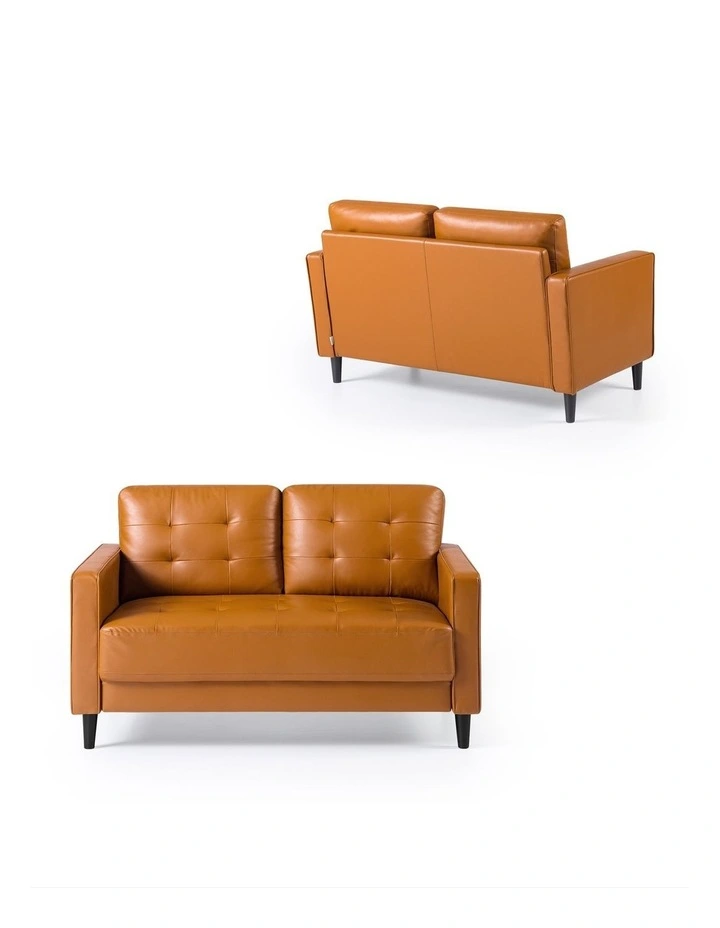 Benton Mid-Century 2 Seater Faux Leather Sofa in Cognac image 6