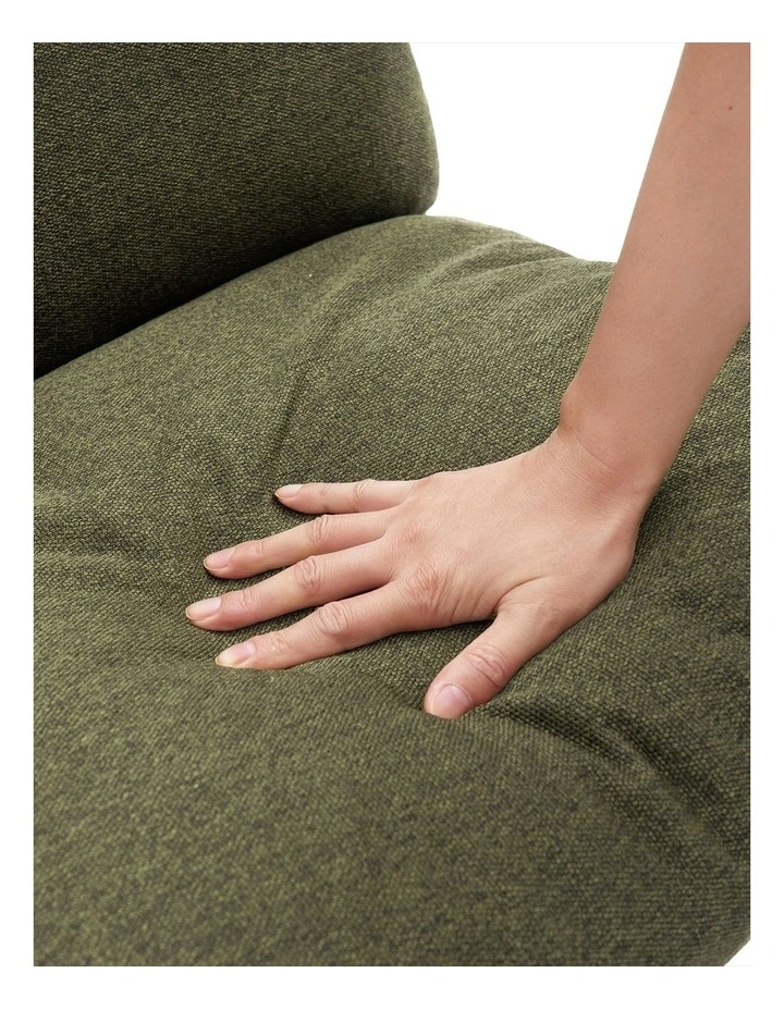 Wood and Metal Frame Armchair in Walnut and Green Cushion image 4