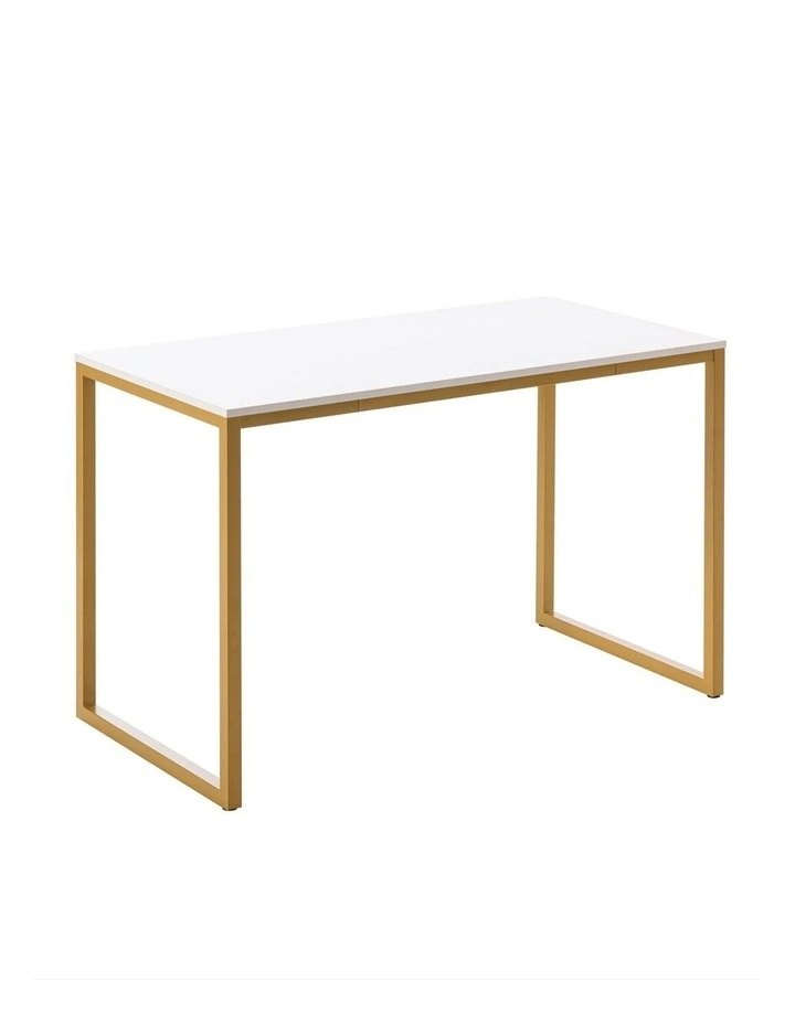 Soho Modern Computer Office Desk 140cm in White and Gold Frame image 1