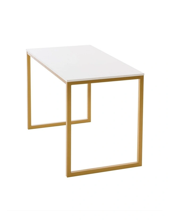 Soho Modern Computer Office Desk 140cm in White and Gold Frame image 4