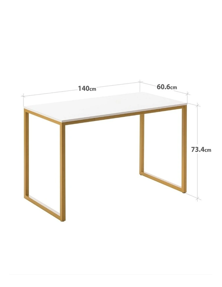 Soho Modern Computer Office Desk 140cm in White and Gold Frame image 7