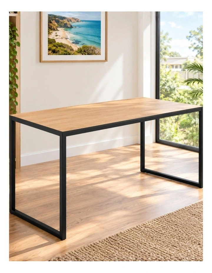 Jennifer Computer Home Office Desk 160cm in Light wood and Black Frame image 3
