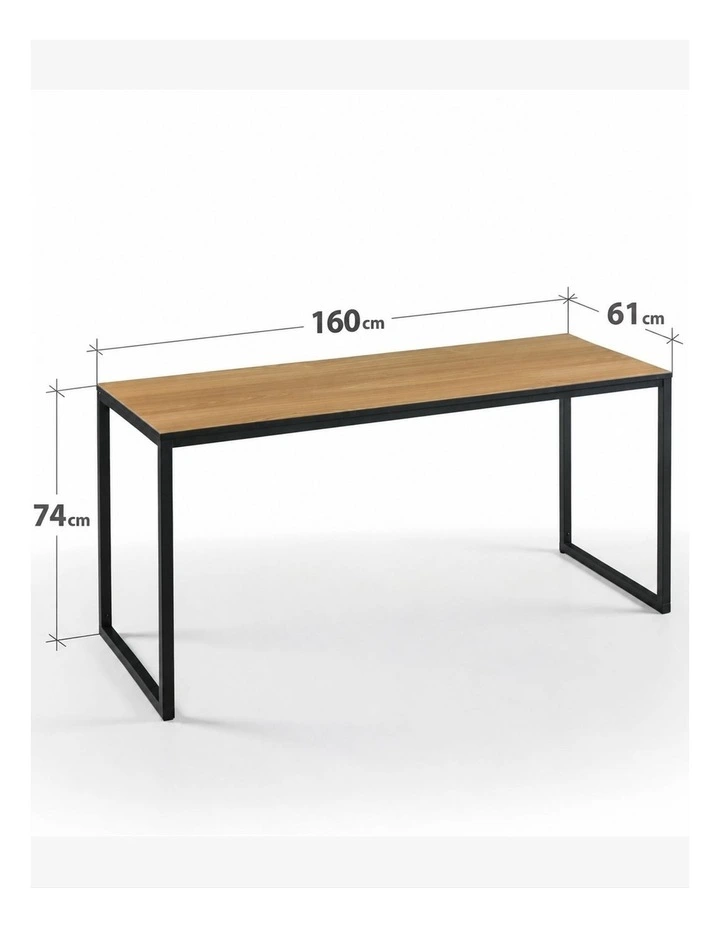 Jennifer Computer Home Office Desk 160cm in Light wood and Black Frame image 6