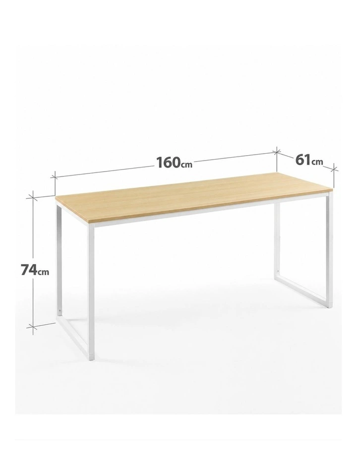Jennifer Computer Home Office Desk 160cm in Light wood and White Frame image 7