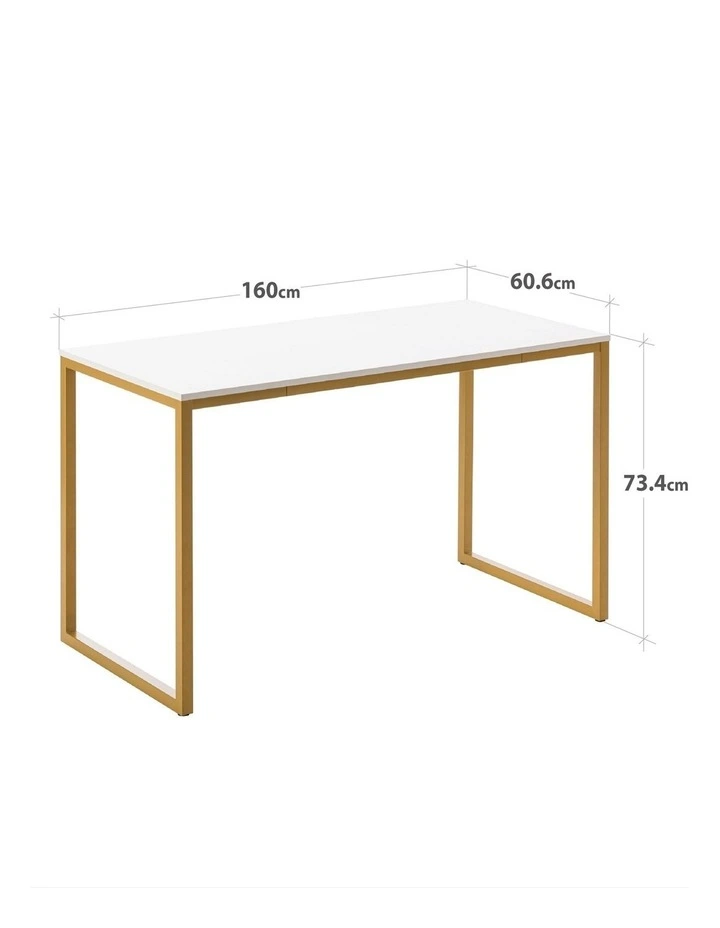 Jennifer Computer Home Office Desk 160cm in White and Gold Frame image 7