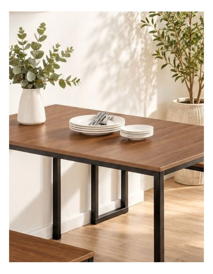 Louis Dining Set with Two Benches - Brown image 3