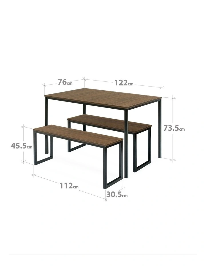 Louis Dining Set with Two Benches - Brown image 6
