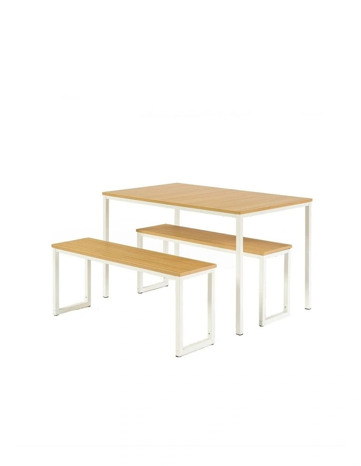 Louis Dining Set with Two Benches - White image 1